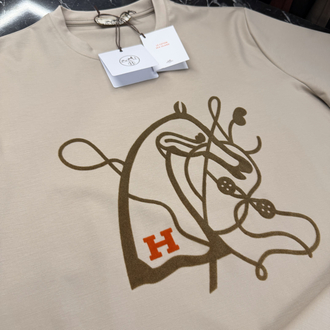 İthal Hermes T-shirt Kırışmayan Kumaş (9448-Bej)