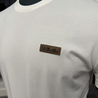 İthal Lora Piana T-shirt Kırışmayan Kumaş (9431-Beyaz)