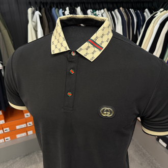 İthal Gucci Polo Yaka Kırışmayan Kumaş (10074-Siyah)