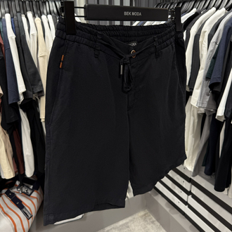 İthal Zegna  Ham Keten Şort (6141-Siyah)