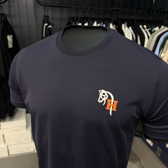 İthal Hermes T-shirt Kırışmayan Kumaş (9449-Lacivert)