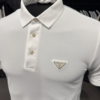 İthal Prada Polo Yaka  Kırışmayan Kumaş (10072-Beyaz)