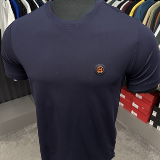 İthal Hermes T-shirt  Kırışmayan Kumaş (15054-Lacivert)