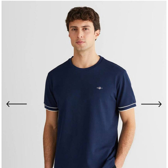 Kol Detaylı Pike Kumaş T-shirt (15019-Lacivert)