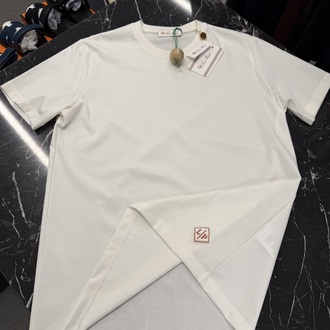 İthal Lora Piana T-shirt Kırışmayan Kumaş (9444-Beyaz)