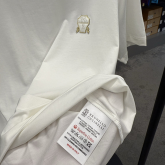 İthal Brunello Cucinelli T-shirt Kırışmayan Kumaş (9462-Beyaz)