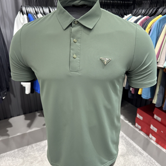 İthal Prada Polo Yaka  Kırışmayan Kumaş (10072-Çağla Yeşili)