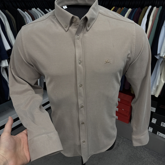 Burberry Yıkamalı Modal Kırışmayan Kumaş Gömlek (3914-Bej)