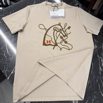 İthal Hermes T-shirt Kırışmayan Kumaş (9448-Bej)