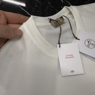 İthal Hermes T-shirt Kırışmayan Kumaş (9448-Beyaz)