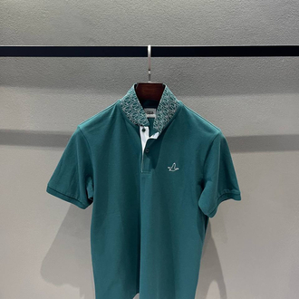 YAKA DETAYLI POLO YAKA (251904-KOYU YEŞİL)