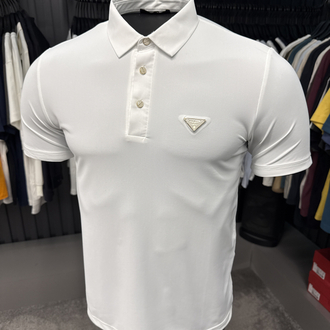 İthal Prada Polo Yaka  Kırışmayan Kumaş (10072-Beyaz)