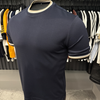 İthal Brunello Cucınelli T-shirt Kırışmayan Kumaş (39212-Koyu Lacivert)