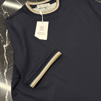 İthal Brunello Cucınelli T-shirt Kırışmayan Kumaş (39212-Koyu Lacivert)