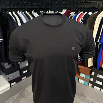 İthal Zegna T-shirt Kırışmayan Kumaş (9461-Siyah)