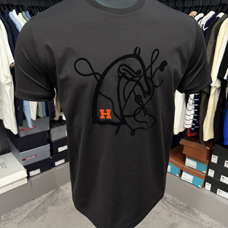 İthal Hermes T-shirt Kırışmayan Kumaş (9448-Siyah)