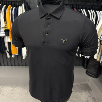 İthal Prada Polo Yaka  Kırışmayan Kumaş (10072-Siyah)