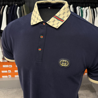 İthal Gucci Polo Yaka  Kırışmayan Kumaş (10074-Lacivert)