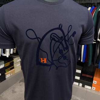 İthal Hermes T-shirt Kırışmayan Kumaş (9448-Lacivert)