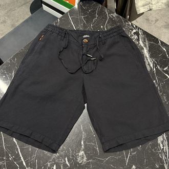 İthal Zegna  Ham Keten Şort (6141-Siyah)
