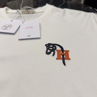 İthal Hermes T-shirt Kırışmayan Kumaş (9449-Beyaz)