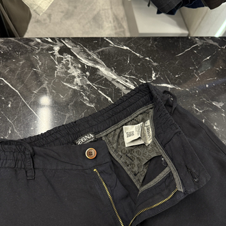 İthal Zegna  Ham Keten Şort (6141-Siyah)