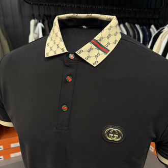 İthal Gucci Polo Yaka Kırışmayan Kumaş (10074-Siyah)