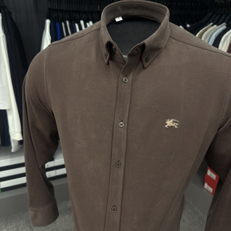 Burberry Yıkamalı Modal Kırışmayan Kumaş Gömlek (3914-Kahve)