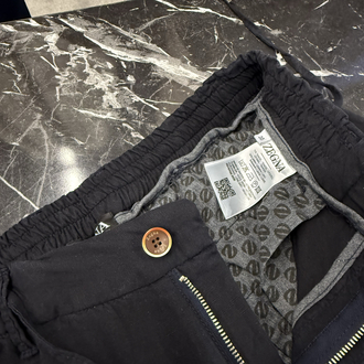 İthal Zegna Ham Keten Şort (6141-Koyu Lacivert)