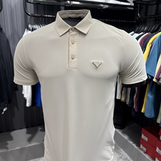 İthal Prada Polo Yaka  Kırışmayan Kumaş (10072-Bej)