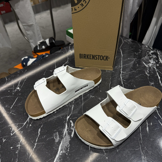 Birkenstock Arizona Deri Çift Toka (Beyaz)