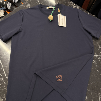 İthal Lora Piana T-shirt Kırışmayan Kumaş (9444-Lacivert)