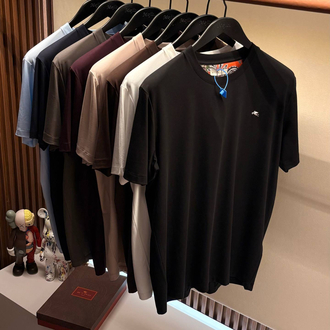 İthal Etro T-shirt Kırışmayan Kumaş (9438-Kahve)