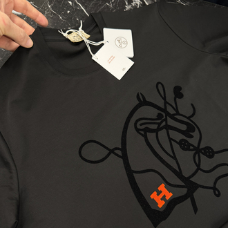 İthal Hermes T-shirt Kırışmayan Kumaş (9448-Siyah)
