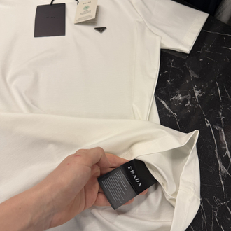 İthal Prada T-shirt Kırışmayan Kumaş (9434-Beyaz)