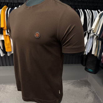 İthal Hermes T-shirt  Kırışmayan Kumaş (15054-Kahverengi)