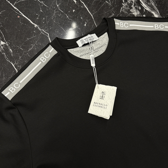 İthal Brunello Cucınelli Omuz Detaylı T-shirt Kırışmayan Kumaş (1987-Siyah)