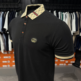 İthal Gucci Polo Yaka Kırışmayan Kumaş (10074-Siyah)