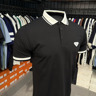 İthal Prada Polo Yaka  Kırışmayan Kumaş (10088-Siyah)