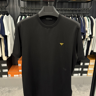 İthal Prada Gold Logo T-shirt Kırışmayan Kumaş (9426-Siyah)
