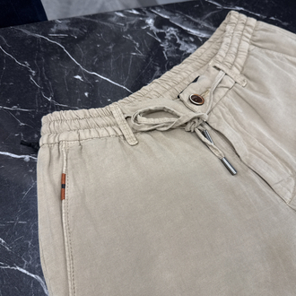 İthal Zegna Ham Keten Şort (6141-Koyu Bej)