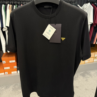 İthal Prada Gold Logo T-shirt Kırışmayan Kumaş (9426-Siyah)