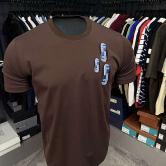 İthal Fendi T-shirt Kırışmayan Kumaş (9447-KahveRengi)