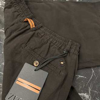 İthal Zegna Ham Keten Şort (6141-Kahve Rengi))
