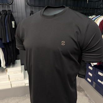 İthal Zegna T-shirt Kırışmayan Kumaş (9461-Siyah)