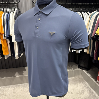 İthal Prada Polo Yaka Kırışmayan Kumaş (10072-Soft Blue)
