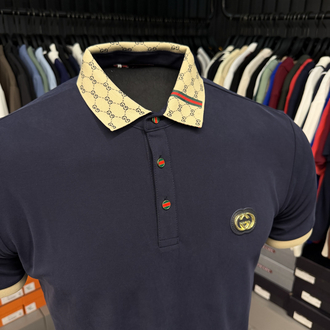 İthal Gucci Polo Yaka  Kırışmayan Kumaş (10074-Lacivert)