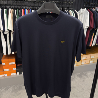 İthal Prada Gold Logo T-shirt Kırışmayan Kumaş (9426-Lacivert)