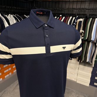 İthal Prada Polo Yaka Kırışmayan Kumaş (6956-Lacivert)