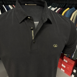 İthal Valentino Polo Yaka  Kırışmayan Kumaş (10067-Siyah)